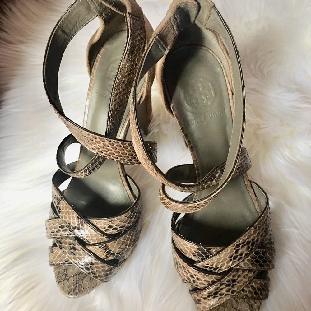 🍀 Tory Burch Snake Sandals high hells🍀Leather🍀